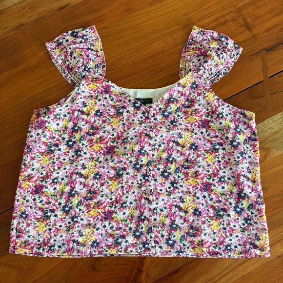 J. Crew Tops - J. Crew Women's Floral Blouse - Pink, Yellow, Blue